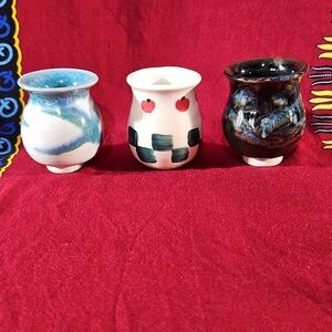 Gorgeous Glazed Miniature Pottery Collection, Set of 3